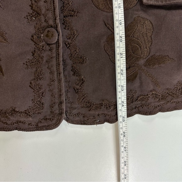 Paparazzi Lined Blazer Jacket Wonens XL Brown Embroidered Cotton - Picture 9 of 11